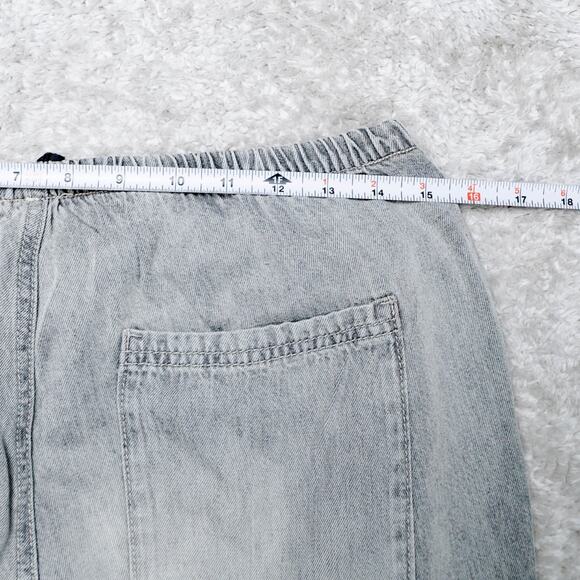 H&M Gray Wash Wide Leg Pull On Denim Jeans Pants Ankle Length Womens Size M - Picture 5 of 15